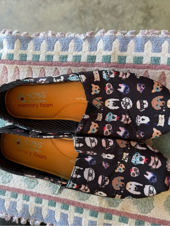 Skechers Shoes - Skechers BOBS Women’s size 9 Black Slip-On Sneakers with Colorful Pet Faces